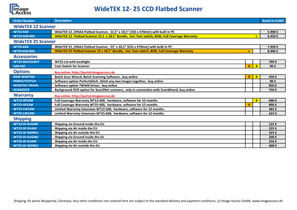 WideTEK 12 Pricing WideTEK 12 Pricing